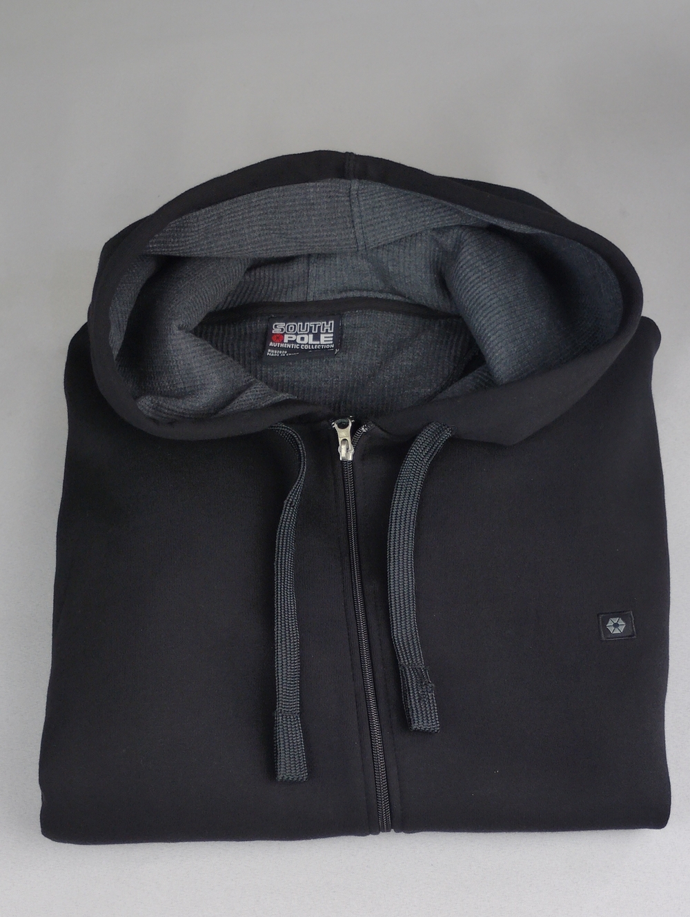 Southpole Authentic Collection Hexagon Brand, Full Zip Hoodie Men's Black